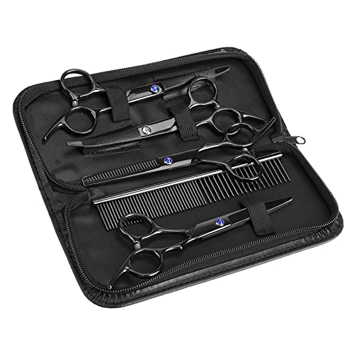 Bewinner Schere Grooming Set für Haustiere, 7-teiliges Set für Haustiere/Hase/Friseurschere/Friseurschere/Friseur-Friseurschere für Hunde oder Katzen von Bewinner