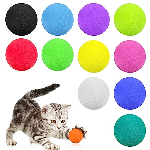 Bewudy Katzenspielzeug Bälle, 12 Stück weicher Katzenball interaktive Kätzchen Spielzeug Katze Bälle für Indoor-Kätzchen Schaumstoff interaktive Katze Spielzeug Schwamm Spielen Ball Spielzeug (4cm) von Bewudy