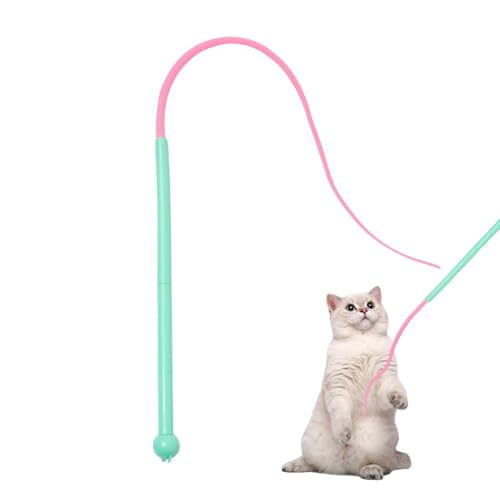 Bexdug Cat Teaser Spielzeug | Innovatives Silikon Katzenspielzeug Katzenspielzeug Stick - Bissfestes Schwanz Teaser Spielzeug Interaktives Katzenspielzeug für Indoor Outdoor Katzen von Bexdug