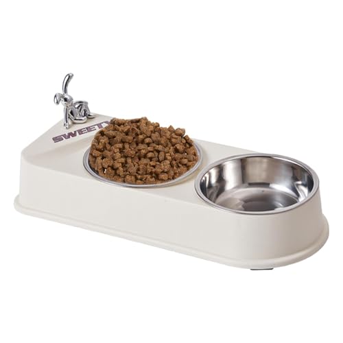 Bexdug Futternapf aus Edelstahl, Doppelnapf für Hunde und Katzen, Wassernapf für kleine Haustiere, Kätzchen, Häschen von Bexdug