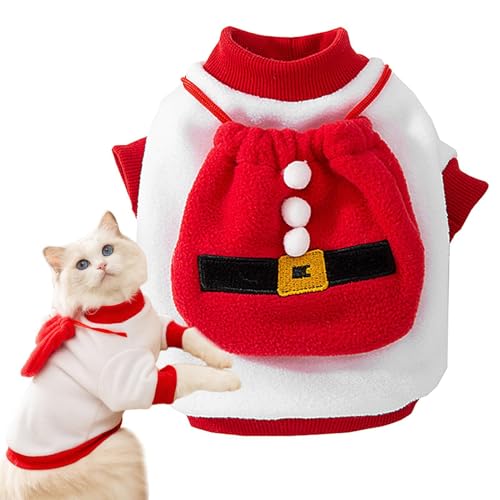 Bexdug Hunde-Santa-Outfit, Weihnachts-Hundekleidung | Plüschpullover Katze Winter Hoodie,Weihnachtsmann-Hundekostüm, Mantelkleidung, Festival-Haustiermantelkleidung für kleine Hunde, Welpen, Katzen von Bexdug