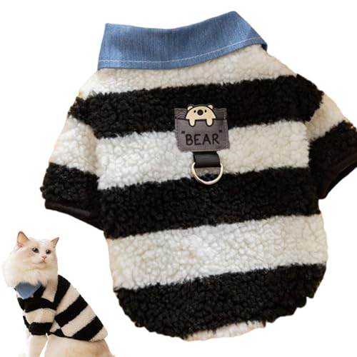 Bexdug Hunde-Schneejacke, Haustier-Pullover mit Bären-Streifenmuster, warmes Outfit für Hunde, Haustier-Kaltwettermantel, Hunde-Winterkleidung, bequem für Katzen und kleine Hunde von Bexdug