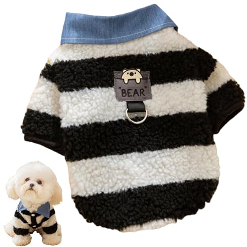 Bexdug Hunde-Wintermantel, Haustier-Pullover mit Bären-Streifenmuster, warmes Outfit für Hunde, kaltes Wetter, Hunde-Winterkleidung, bequem für Katzen und kleine Hunde von Bexdug