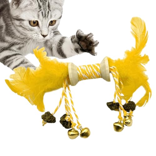 Bexdug Katzen-Kauspielzeug für Zähne, Katzenminze-Kauspielzeug - Kätzchen-Zahnreinigungsspielzeug | Mit Bell Indoor Kittens Bunte Federn Spielzeug Interaktiv, verschleißfest, bissfest von Bexdug