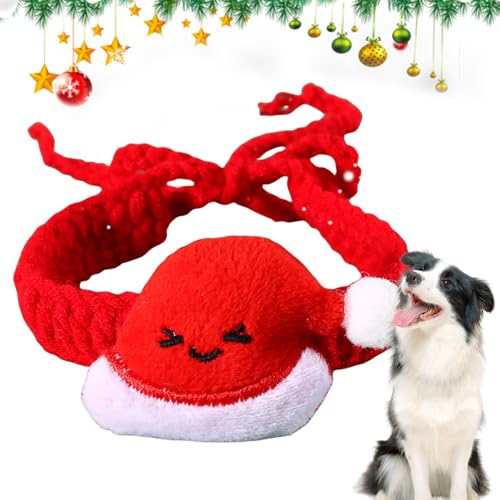 Bexdug Katzen-Weihnachtshalsband,Katzen-Weihnachtshalsband - Weiches, gemütliches Welpenhalsband - Weihnachts-Hunde-Outfit, verstellbares Halsband für Hunde und Katzen, Urlaubs-Anzieh-Accessoire von Bexdug