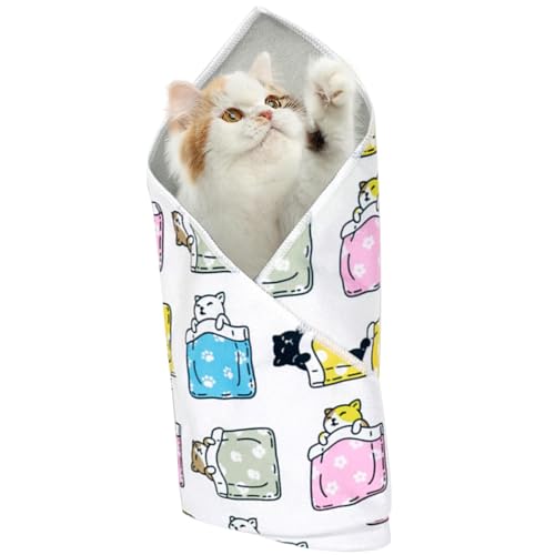 Bexdug Katzenpflegetuch für die Fellpflege, Katzenpflegetuch - Wrap Cat, Selbstklebende Stoffdecke | Kratzfeste Anti-Flucht-Tasche, Katzenpflegetasche, Katzen-Burrito-Wickel, Katzenkontrollmatte für von Bexdug