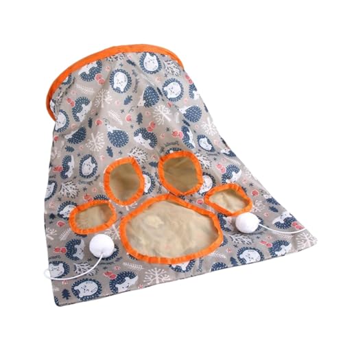 Bexdug Katzentunnel-Tasche, Spielzeug, Tunnel, gelangweilte Katze, Haustierspielzeug, bezauberndes Pfoten-Design, kreativ, stabile Katzenspiel-Tunneltasche mit Plüschball für den Innenbereich, Katze, von Bexdug