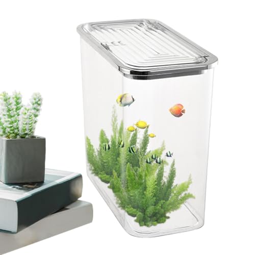 Bexdug Kleines Aquarium – kreatives transparentes Desktop-Fischtank, Landschaftsschildkrötenbecken, Fisch-Aquarium, dekoratives Betta-Tank für Zuhause, Hotel, Restaurant von Bexdug