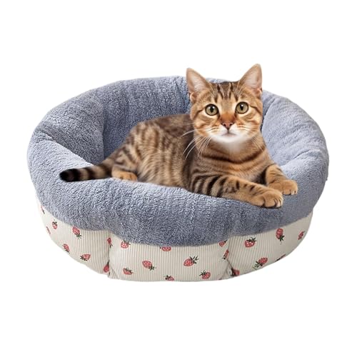 Bexdug Kleines Hundebett, Katzenbetten für Hauskatzen | Runde Donut schlafende Haustier-Fleece-Bettmatte,Maschinenwaschbares, beruhigendes, weiches Katzenbett, ganzjährig warm, mit Rutschfester von Bexdug