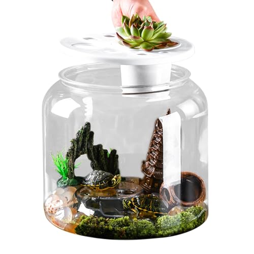 Bexdug Lebensraum für Dosenschildkröten, Wasserschildkrötenbecken - Kreatives Schildkrötenhaus Habitat Schildkrötenbecken mit Deckel - Schildkröten-Terrarium-Schildkrötengehege mit Abnehmbarer von Bexdug