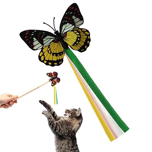 Bexdug Schmetterlings-Katzenspielzeug-Stick-Ersatz - Katzenspielzeug-Stick-Ersatz-Flatter-Schmetterlings-Verfolger,Interaktives Katzenspielzeug, attraktives, lustiges, realistisches von Bexdug