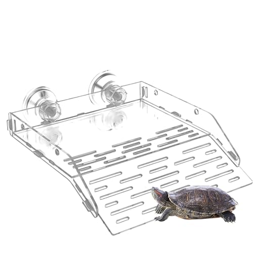 Bexdug Turtle Basking Dock, Schildkröten-Ruheterrasse - Mehrzweck-Kletterrampe aus Acryl | Reptilien-Ruheterrasse mit Saugnapf, Schildkrötenbecken-Zubehör für Aquarien von Bexdug