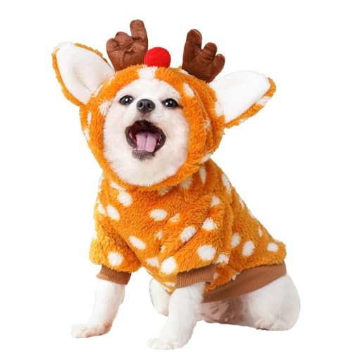 Bexdug Weihnachts-Elch-Welpen-Outfit, Weihnachts-Hundekleidung | Weihnachten Hundekostüm Haustier Elch Cosplay Kleidung,Kleine und mittelgroße Hunde-Outfits für kaltes Wetter, warm für Maskerade, von Bexdug