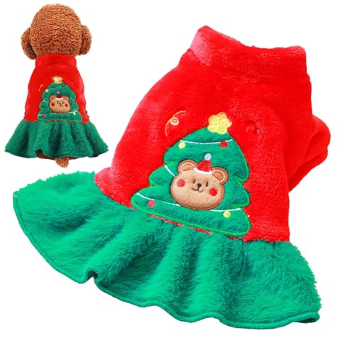 Bexdug Weihnachtsoutfit für Mädchen und Hunde, Winterkleidung, Welpenkleid, Katzenbekleidung, Weihnachtsbaumkleid, warmes Hunde-Weihnachtsoutfit von Bexdug