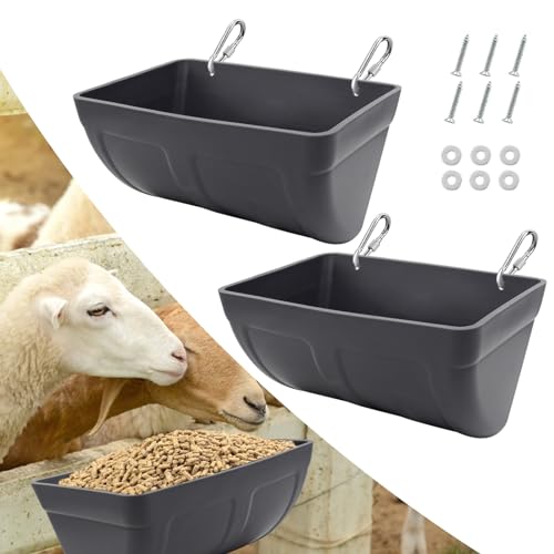 2 Stück Hühner-Futtertrog mit Clips, zum Aufhängen, Zaun-Futterspender für Ziege, Huhn, Ente, Gans, Hirsch, Schafe, Ferkel, Geflügel, Wasserbehälter, Futterbehälter für Vieh, Ziege, Futterspender von Beyoogeem