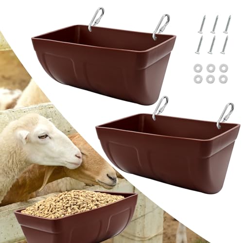 2 Stück Hühner-Futtertrog mit Clips, zum Aufhängen, Zaun-Futterspender für Ziege, Huhn, Ente, Gans, Hirsch, Schafe, Ferkel, Geflügel, Wasserbehälter, Futterbehälter für Vieh, Ziege, Futterspender von Beyoogeem