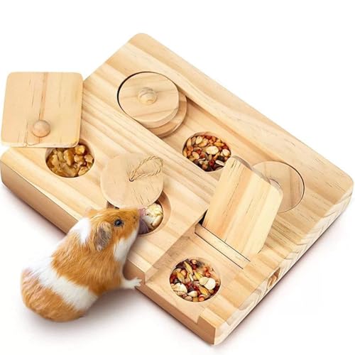 Bhina Hamster Spielzeug, 6 In 1 Kaninchen Spielzeug Holz Meerschweinchen Spielzeug, Kleintierspielzeug Holzspielzeug Hamster Zubehör für Hamster, Meerschweinchen, Chinchillas, Kaninchen, Zwerghamster von Bhina