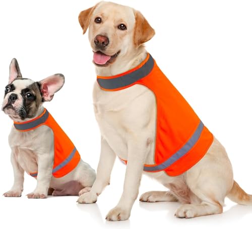 2 Stück Blaze Orange Hundeweste, Reflektorweste für die Jagd, Hohe Sichtbarkeit Hundesicherheitsweste, Weiche & Verstellbare Reflektierende Hundejacke für Spaziergänge und Jagd, Dog Hunting Vest - S von BiPawTi