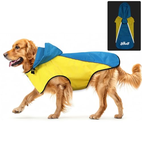 Hunde-Regenmantel, wasserdicht, mit Kapuze, reflektierend, Sicherheits-Regenjacke, Winddicht, schneefest, Hunde-Regenmantel für kleine, mittelgroße und große Hunde von BiPawTi