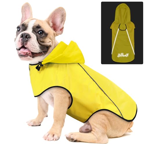 Hunde-Regenmantel, wasserdicht, mit Kapuze, reflektierend, Sicherheits-Regenjacke, Winddicht, schneefest, Hunde-Regenmantel für kleine, mittelgroße und große Hunde von BiPawTi