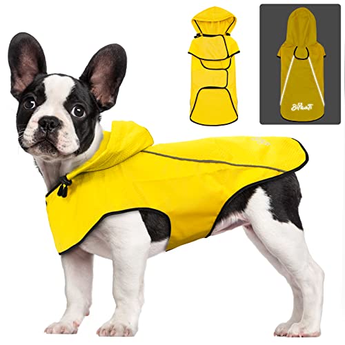 Hunde-Regenmantel, wasserdicht, mit Kapuze, reflektierend, Sicherheits-Regenjacke, winddicht, schneefest, Hunde-Regenmantel für kleine, mittelgroße und große Hunde von BiPawTi