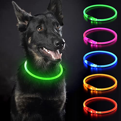 Leuchthalsband Hund USB Aufladbar BiPawTi Hundehalsband Leuchtend Wasserdicht, LED Halsband für Hunde verstellbare Länge, Leuchtendes Hundehalsband für Kleine Mittel und Große Hunde und Katzen, 3 Modi von BiPawTi