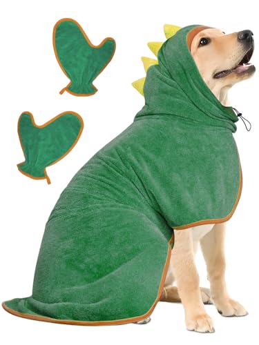 Bibykivn Hundebademantel, Einstellbare Dichtheit Hundebademantel mit Klettverschluss, Schnelltrocknender Hundebademantel für Mittelgroße/Große Hunde (Green, XL) von Bibykivn