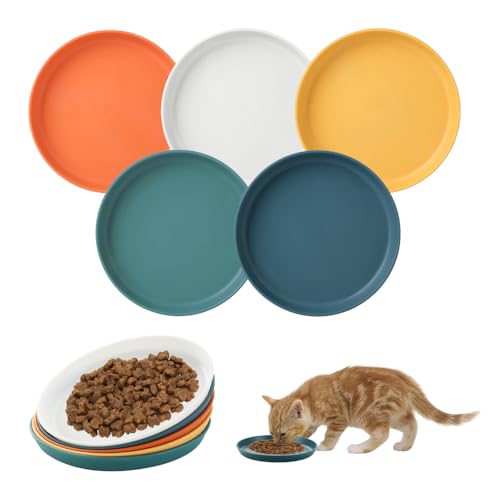 Bieiyhe 10 Stück Fressnapf Katze,Teller Katzen,Futterschale Katze,Futternapf Katzenschüssel,Flach Katzennapf Runder,Bunt Katzenfutter Napfset,Katzenfutterschalen Set,Cat Bowl Flat für Kleine Hunde von Bieiyhe