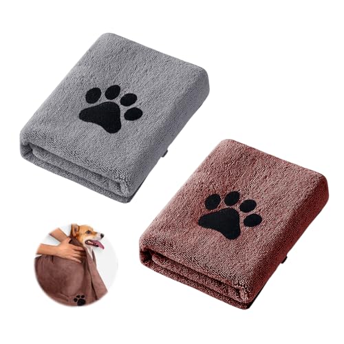 Bieiyhe 2 Stück Hundehandtuch Mikrofaser,Dog Towel,Hundehandtuch Extra Saugfähig,Handtücher Schnelltrocknend Haustier,Badehandtuch für Katzen,Trockentuch Hunde,Hundehandtücher für Kleine-40 X 80 cm von Bieiyhe