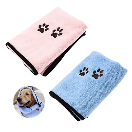 Bieiyhe 2 Stück Hundehandtuch Mikrofaser,Dog Towel,Hundehandtuch Extra Saugfähig,Handtücher Schnelltrocknend Haustier,Badehandtuch für Katzen,Trockentuch Hunde,Hundehandtücher für Kleine-40 X 80 cm von Bieiyhe