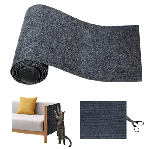 Bieiyhe Kratzmatte Katze Selbstklebend, Kratzteppich Katzen Kratzmatte Wand Kratzschutz, Cat Scratching Mat Sofa, Kratzfolie Katzenkratzbretter DIY Trimmbarer für Schützt Möbel -40 x 200 cm Dunkelgrau von Bieiyhe