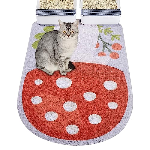 Bienbee Katzentoilettenmatte, 85,1 x 57,1 cm, Katzenstreumatte, leicht zu reinigen, Katzentoilettenmatte mit Boden, einzigartiges Grafikdesign, Katzenmatten für Streu, Pilz, L von Bienbee