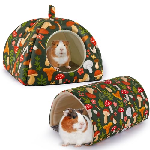 Bienbee Meerschweinchen-Versteck Kaninchenbett mit Meerschweinchentunnel, 2 Stück, Meerschweinchen-Spielzeug-Set, Meerschweinchenhaus, Kaninchenversteck Meerschweinchen, Zubehör für Hamster, von Bienbee