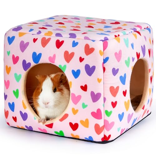 Bienbee Meerschweinchen-Versteck Waschbares Meerschweinchenhaus, gemütliches Meerschweinchenbett für kleine Haustiere, Kaninchen, Hamster, Chinchilla, Meerschweinchen, Zubehör, bunte Herzen Bienbee Meerschweinchen-Versteck Waschbares Meerschweinchenhaus, gemütliches Meerschweinchenbett für kleine Haustiere, Kaninchen, Hamster, Chinchilla, Meerschweinchen, Zubehör, bunte Herzen von Bienbee