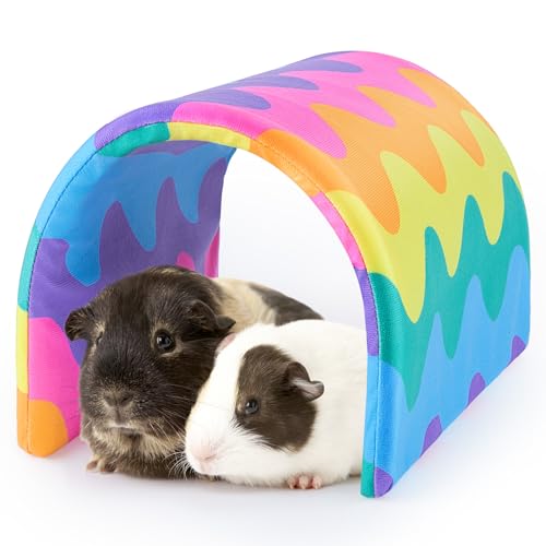 Bienbee Meerschweinchentunnel, Meerschweinchenversteck Waschbarer Kaninchentunnel und Hasenhaus, Kaninchenspielzeug in Käfigen für Meerschweinchen, Hase, Kaninchen, Kleintiere, Regenbogenwelle von Bienbee