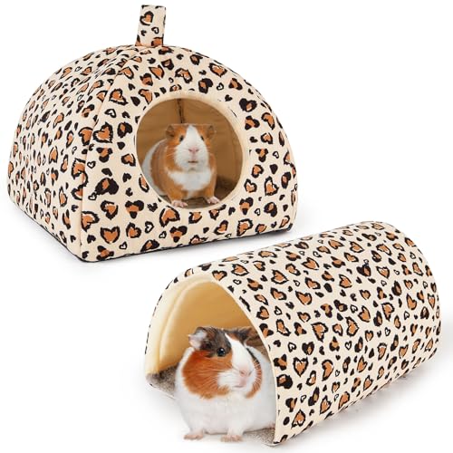 Meerschweinchenversteck Bienbee Kaninchenbett mit Meerschweinchentunnel, Meerschweinchen-Spielzeug-Set, Meerschweinchenhaus, Kaninchenversteck Meerschweinchen, Zubehör für Hamster, Frettchen, von Bienbee