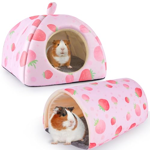 Bienbee Meerschweinchenversteck Kaninchenbett mit Meerschweinchentunnel, 2 Stück, Meerschweinchen-Spielzeug-Set, Meerschweinchenhaus, Kaninchenversteck Meerschweinchen, Zubehör für Hamster, Frettchen, von Bienbee