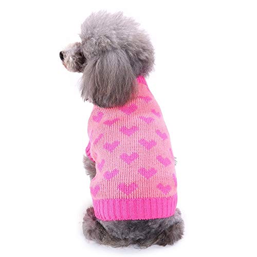 Bienwwow Hundepullover, warm, Winterkleidung, weicher Mantel für kleine und mittelgroße Hunde, Größe XL, MYD83Pink von Bienwwow