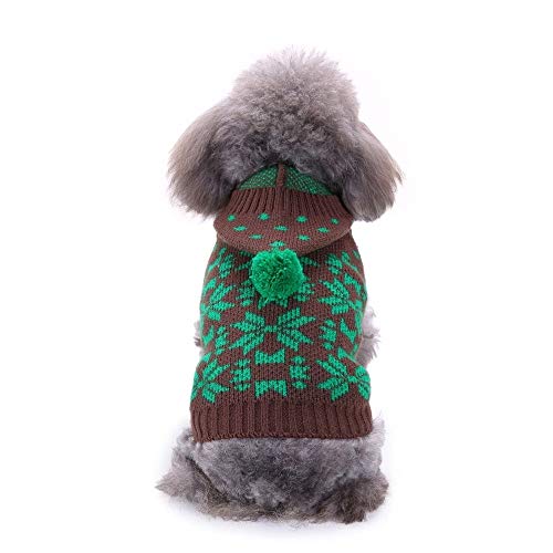 Bienwwow Hundepullover, warmer Pullover, Welpenpullover, Winterkleidung, weicher Mantel für kleine und mittelgroße Hunde, Größe L, MYD80Green von Bienwwow