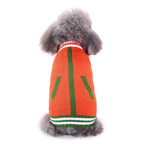 Bienwwow Hundepullover, warmer Pullover, Welpenpullover, Winterkleidung, weicher Mantel für kleine und mittelgroße Hunde, Größe L, MYD82Orange von Bienwwow