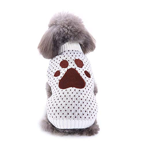 Bienwwow Hundepullover, warmer Pullover, Welpenpullover, Winterkleidung, weicher Mantel für kleine und mittelgroße Hunde, Größe S, MYD85White von Bienwwow