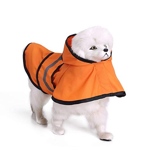 Bienwwow Hunderegenmantel mit Kapuze, ultraleicht, atmungsaktiv, 100% wasserdicht, Regenjacke für mittelgroße und große Hunde, Größe L, YY16 Orange von Bienwwow