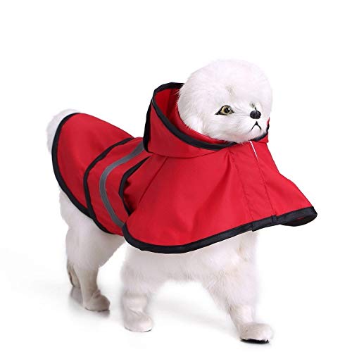 Bienwwow Hunderegenmantel mit Kapuze, ultraleicht, atmungsaktiv, 100% wasserdicht, Regenjacke für mittelgroße und große Hunde (3XL, Y17rot) von Bienwwow