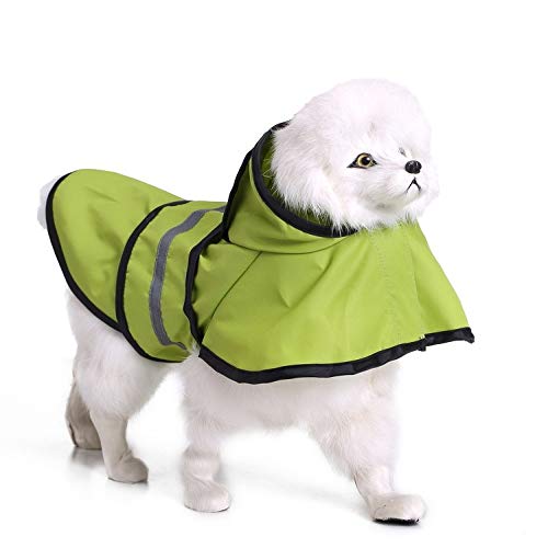 Bienwwow Hunderegenmantel mit Kapuze, ultraleicht, atmungsaktiv, 100% wasserdicht, Regenjacke für mittelgroße und große Hunde (3XL, YY14Green) von Bienwwow