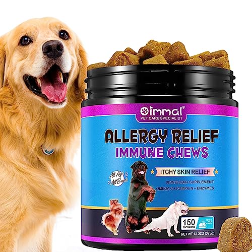 Bieyoc Juckreizes Hundehaut -Reliefkauen, Allergy -Relief -Immunkauen für Hunde, Hören Sie Jucken, Lecken, Kratzen, saisonale Allergien, für alle Rassen und Größen Hunde, 150pcs/ Ente von Bieyoc