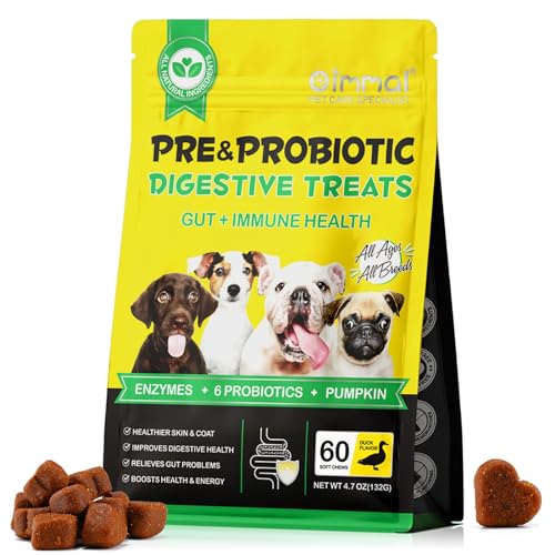 Probiotika für Hunde, Probiotika und Verdauungsenzyme Kauen für Hunde, Förderung der Darmgesundheit, Verbesserung der Verdauung und Immunität, 60 Duck von Bieyoc