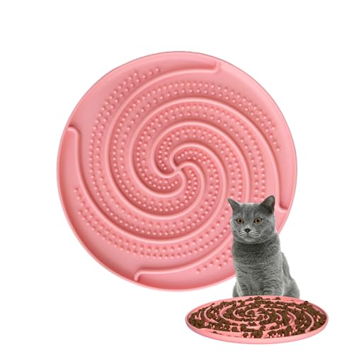 Bifeaw Silikon Slow Feeder Katzennapf - Ineraktive Katze Slow Feeder für Nass-Trockenfutter - Katzenfutter Puzzle Feeder mit großem Saugnapf (Rosa) von Bifeaw