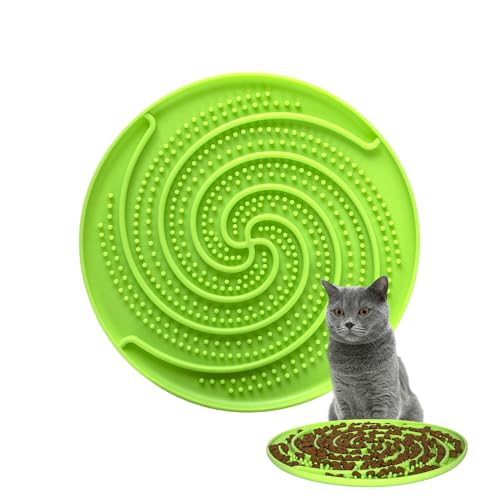 Bifeaw Silikon Slow Feeder Katzennapf - Ineraktive Katze Slow Feeder für Nass-Trockenfutter - Katzenfutter Puzzle Feeder mit großer Saugkraft (Grün) von Bifeaw