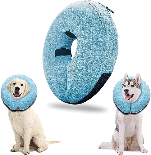 Big Ant Pet Aufblasbares Halsband für große Hunde, bequemes Haustierhalsband, Kegel zur Genesung, aufblasbare grundlegende Hundehalsbänder, XL-Blau von Big Ant