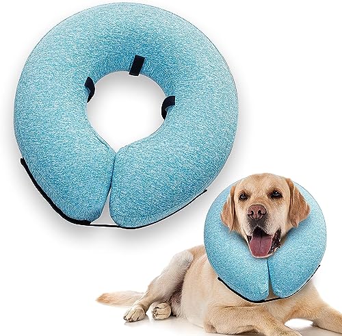 Big Ant Pet Aufblasbares Halsband für große Hunde, bequemes Haustierhalsband, Kegel zur Genesung, aufblasbare grundlegende Hundehalsbänder, groß, blau von Big Ant